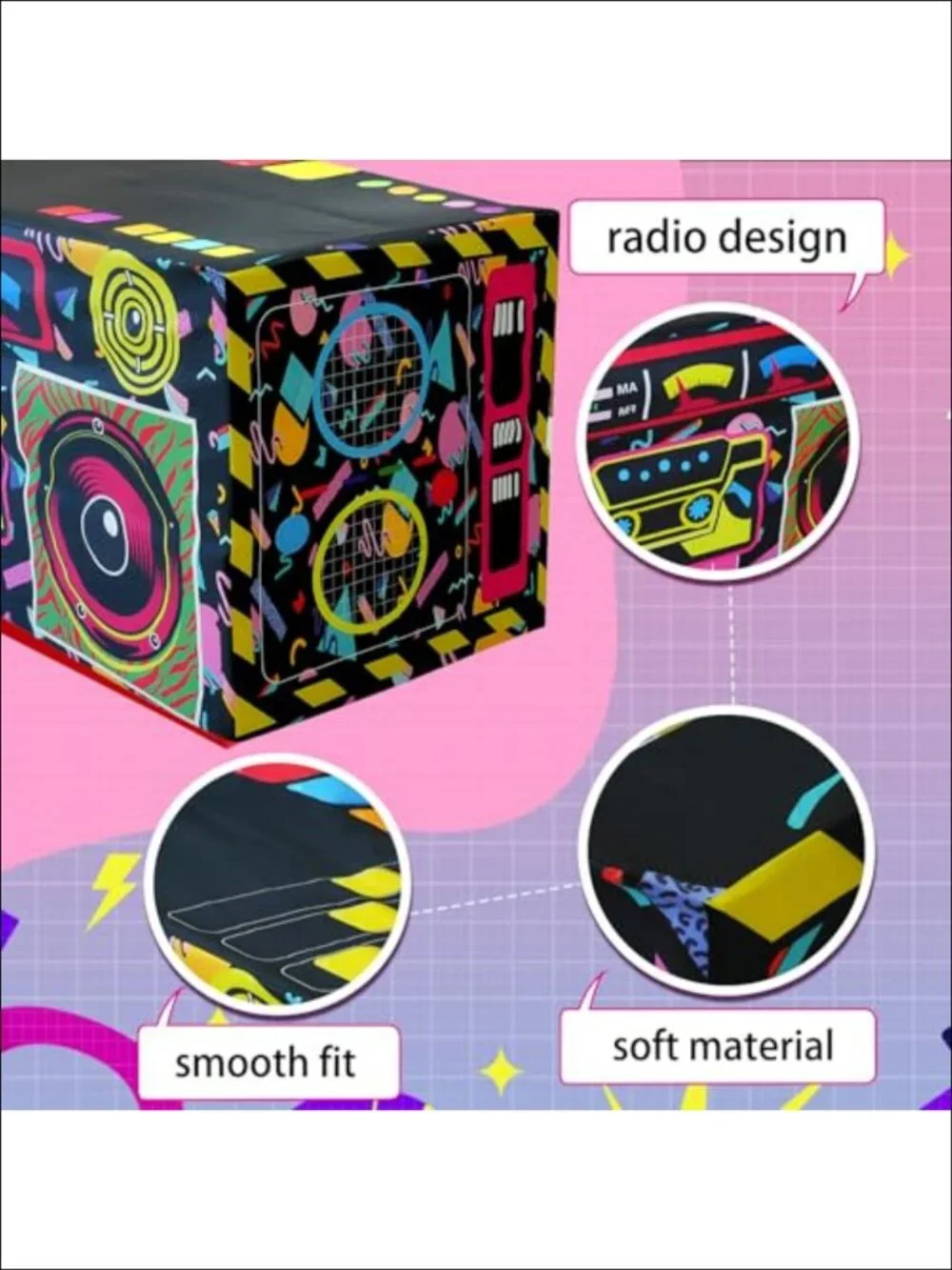 80s 90s Radio Theme Party Tablecloth Rectangular Polyester Table Cover